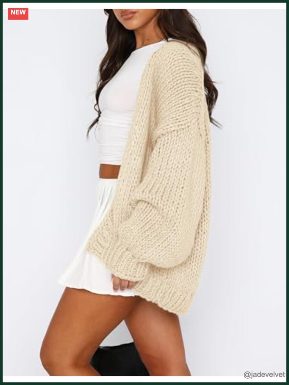 Chunky Knit Cardigan Sweater Open Front Shawl Collar Long Sleeve Fall Fashion - Picture 4 of 7